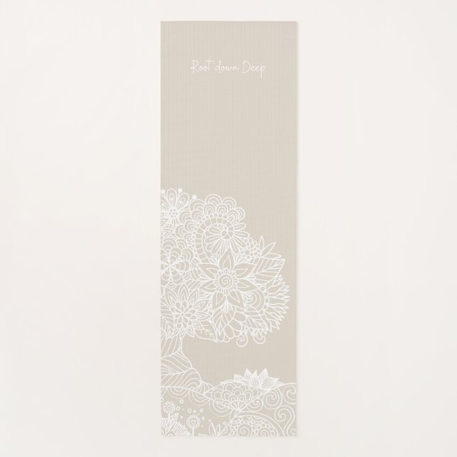 Tapete De Yoga Raiz Para Baixo Árvore Profunda Da Vida Mandala De (Frente)