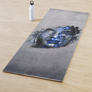 Tapete De Yoga Rapariga Má encara cinza rústica azul