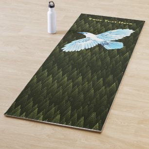 Tapete De Yoga Raven Branco sobre Coníferas Fractais