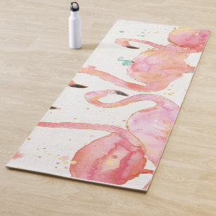 Tapete De Yoga Recolhimento tropical de dos flamingos