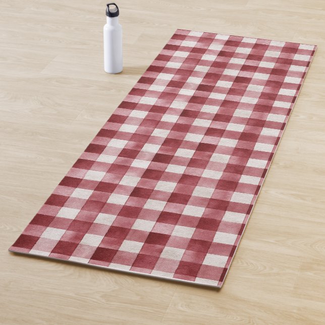 Tapete De Yoga Red Cream Plaid Stripes (In Situ)