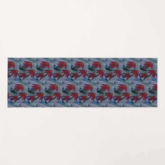 Tapete De Yoga Red Daisies (Frente (Horizontal))