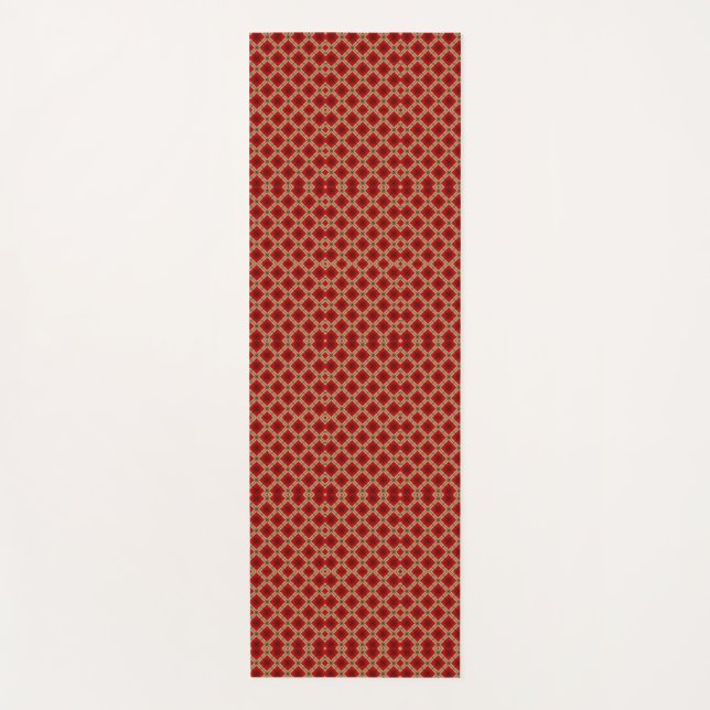 Tapete De Yoga Red geometric pattern tie shown vertically  (Frente)