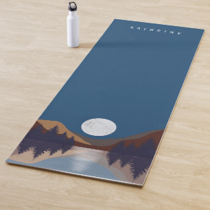 Tapete De Yoga Reflexão da Lua na Floresta Abstrato russa