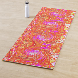Tapete De Yoga Retro Magenta e Autumn Colors Floral Swirl