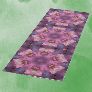 Tapete De Yoga Retro Mandala Púrpura Rosa e Laranja