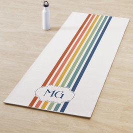 Tapete De Yoga Retro Monogrammed Minimalist Stripes