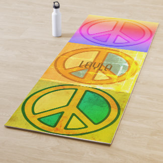 Tapete De Yoga Retro Psychedelic Peace Signs Unisex