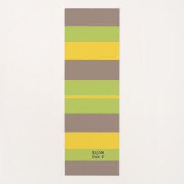 Tapete De Yoga Rhythm Stripes Horizontal Lines Brown Yellow Green