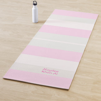 Tapete De Yoga Rhythm Stripes Horizontal Lines Grey Pink White