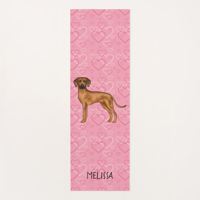 Tapete De Yoga Ridgeback Dog Love Heart Pink (Frente)