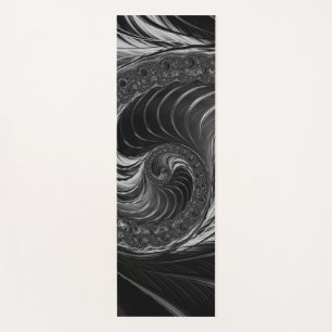 Tapete De Yoga Rolha de Náutilos de Metal Branco Preto Fractal