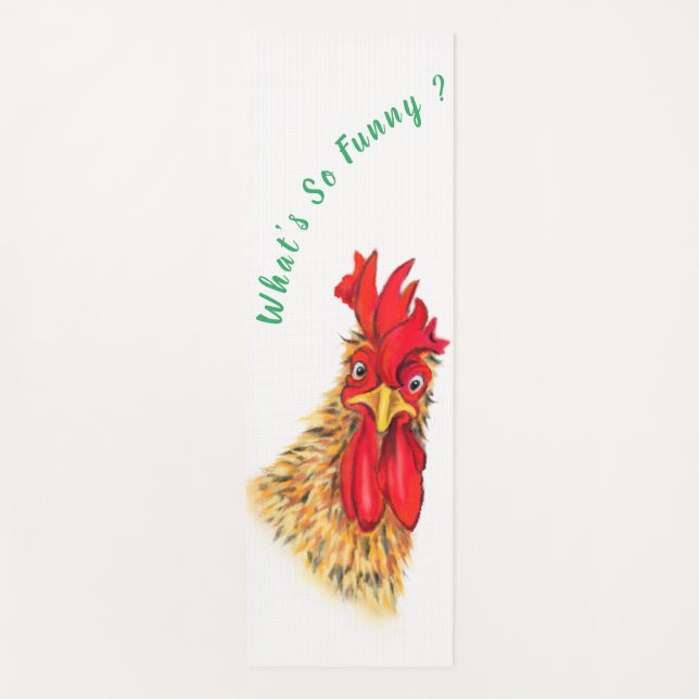 Tapete De Yoga Rooster Curioso Surpreendido - Texto Personalizado (Frente)