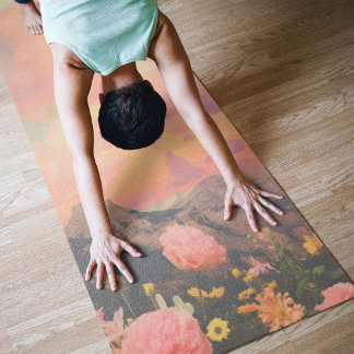 Tapete De Yoga Rosa do Deserto Canyon Aquarela