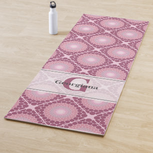 Tapete De Yoga Rosa Dot Dusky Radiante Monogramado Mandala
