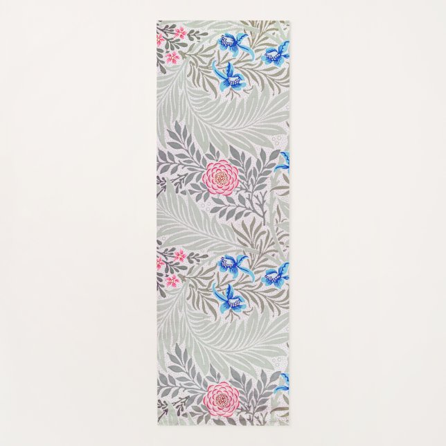 Tapete De Yoga Rosa e Larkspur, William Morris (Frente)