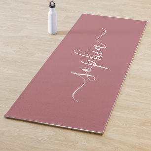Tapete de Yoga Rosa Empoeirado Nome Personalizado