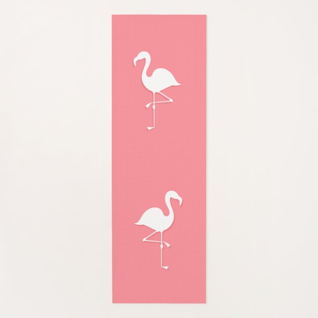 Tapete de Yoga rosa Flamingos (Frente)