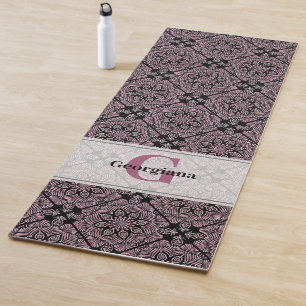Tapete De Yoga Rosa Floral Personalizado Frontes Florais Mandala