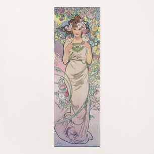 Tapete De Yoga Rosa (Quatro Flores), Alphonse Mucha