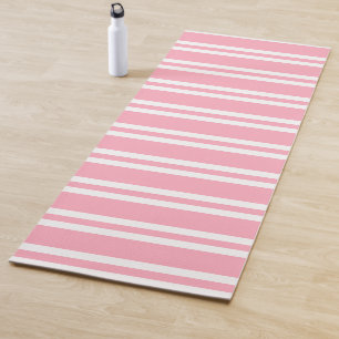 Tapete De Yoga Rosa rosa e branco riscados