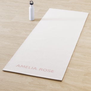 Tapete De Yoga Rosa Suave Personalizado Simples sobre Branco