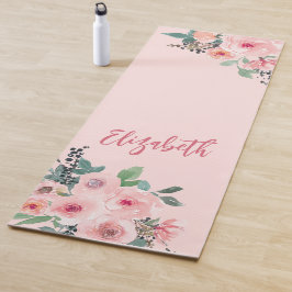 Tapete De Yoga Rosas Florais Rosa Personalizadas