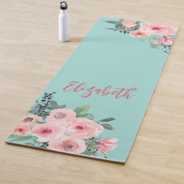 Tapete De Yoga Rosas Florais Rosa Personalizadas