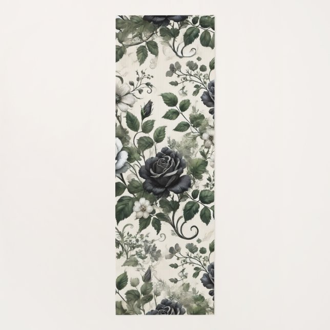 Tapete De Yoga Rosas pretas (Verso)