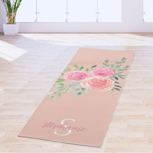 Tapete De Yoga Rosas Rosa Escamudo Personalizadas (Criador carregado)