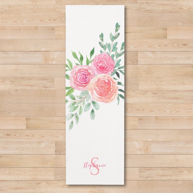 Tapete De Yoga Rosas rosa personalizadas (Criador carregado)