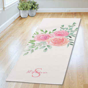 Tapete De Yoga Rosas rosa personalizadas