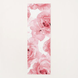 Tapete De Yoga Rosas Rosas em Aquarela Floral Blush Botânico