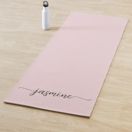 Tapete De Yoga Rótulo de Nome com Monograma Feminino Rosa Beijo M