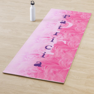 Tapete De Yoga Roxo Cor-de-rosa, Nome Moderno Monograma Modelo