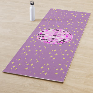 Tapete De Yoga Roxo de Disco Retroativo Cor-de-Rosa Moderno