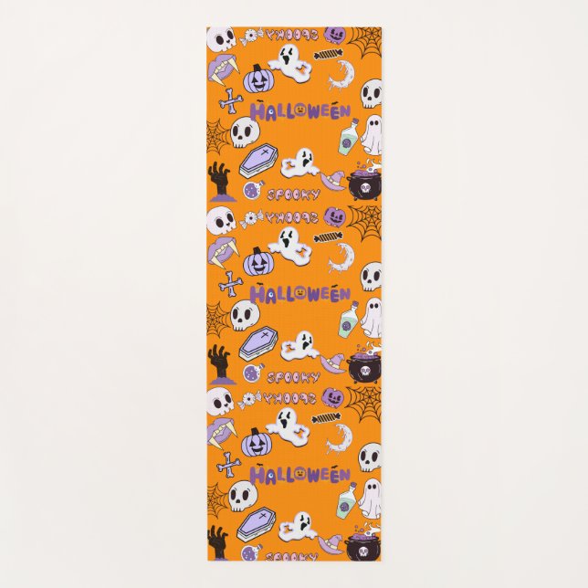 Tapete de Yoga Roxo de Halloween (Frente)