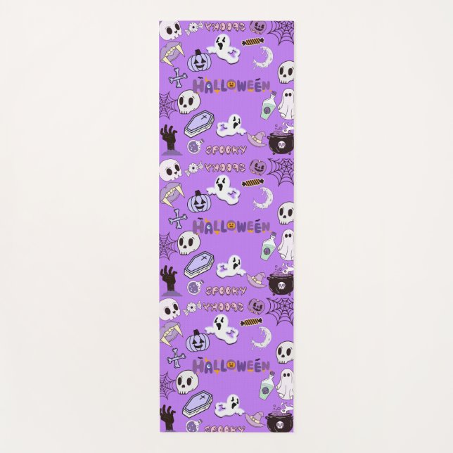 Tapete de Yoga Roxo de Halloween (Frente)
