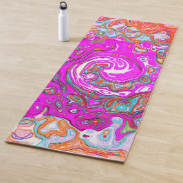 Tapete De Yoga Roxo e Laranja Groovy Abstrato Retro Espiral