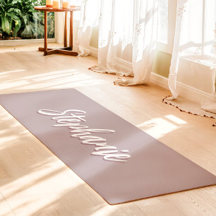 Tapete De Yoga Roxo Lavanda Desbotado Nome Personalizado Simples