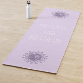 Tapete De Yoga Roxo Om & Mandala Mantenham Calma e Respirem