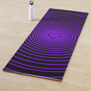 Tapete de Yoga Roxo Preto com Coração
