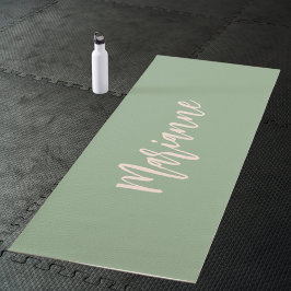 Tapete De Yoga Roxo sage verde personalizado nome script