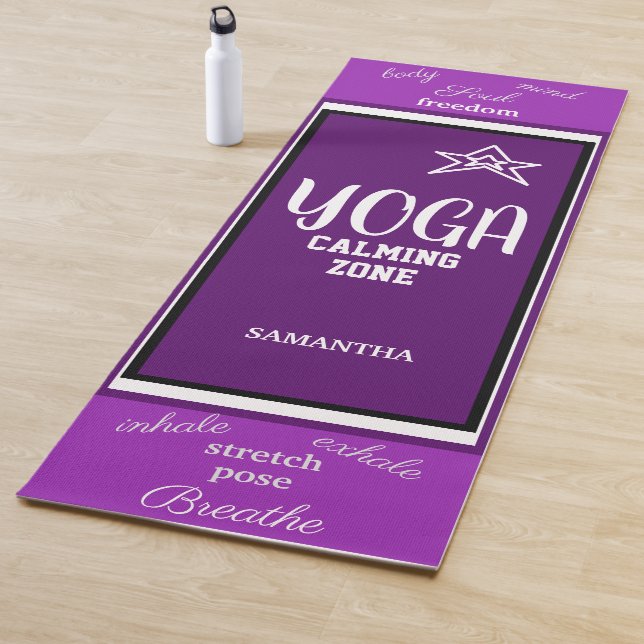 Tapete De Yoga Roxo Violeta Branco Nome (In Situ)
