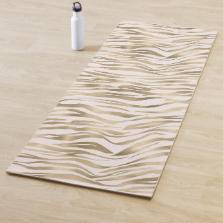Tapete De Yoga Rubor Estampa Zebra Dourada