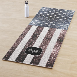 Tapete De Yoga Russo Red White Blue Sparkles Estados Unidos bande
