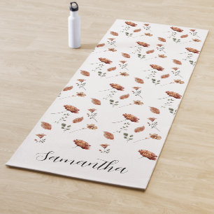 Tapete De Yoga Rustic Floral Watercolor Name Yoga Mat