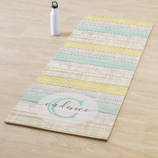 Tapete De Yoga Rustic Mint & Yellow Boho Geo Modern Personalizado