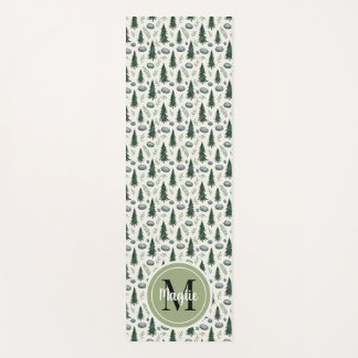 Tapete De Yoga Sage Green Forest Floral Monogram
