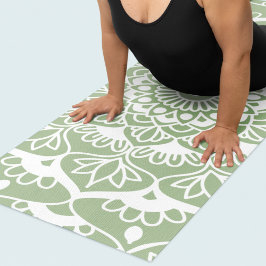 Tapete De Yoga Sage Green Mandala Art